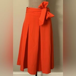 Ann Taylor Tie Belted Orange Midi Skirt size 4